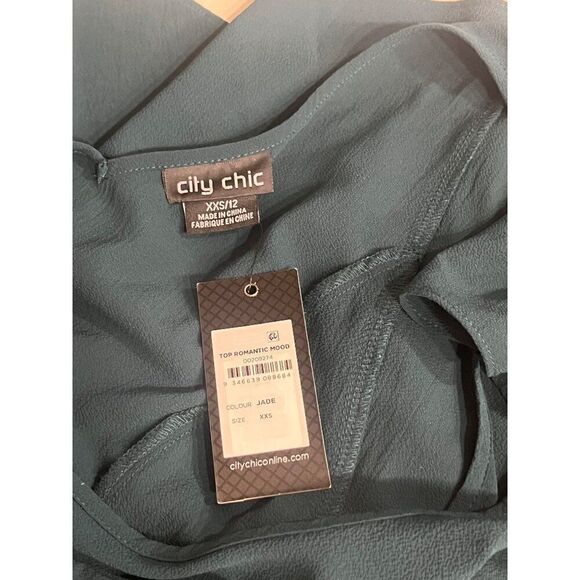 City Chic Romantic Mood PeplumTop, Jade, Size XXS (US 12)-see size chart - Picture 6 of 12